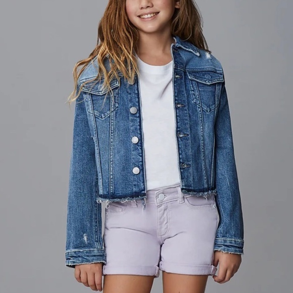 🥑DL1961 Manning trucker jean jacket denim blue button cotton raw hem